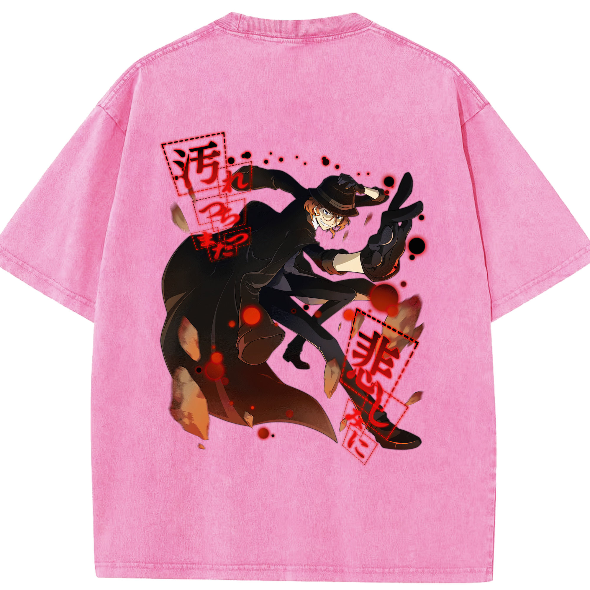（画像用） 文豪ストレイドッグス Bungo Stray Dogs 綿100% ヴィンテージ風 半袖Tシャツ（背面プリント）